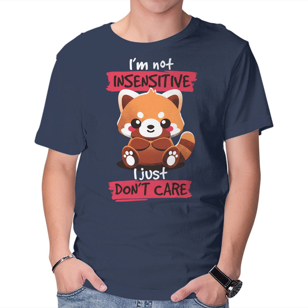 Unisex Crew Neck T-Shirt Insensitive Red Panda Graphic Short Sleeve Casual Tee S