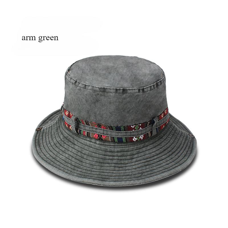 Spring and Summer Men's Bucket Hat Cotton Washed Foldable Shade Hats Casual Outdoor Camping Hat Hiking Hats