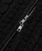 TRILLION Washable Aran Cable Hooded Zip-Up Knit (Pure Black)