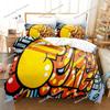 Graffiti-Bettbezug-Set, Muster im Teenager-Stil, Bettwäsche, Straßenkultur-Dekor-Set, King-Queen-Size-Bettbezug aus Polyester mit Hip-Hop-Motiv