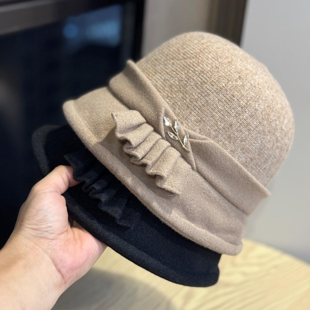 New Woolen Hat for Women Autumn and Winter Face Showing Top Hat Hepburn Style French Elegant Retro Fisherman Hat Basin Hat