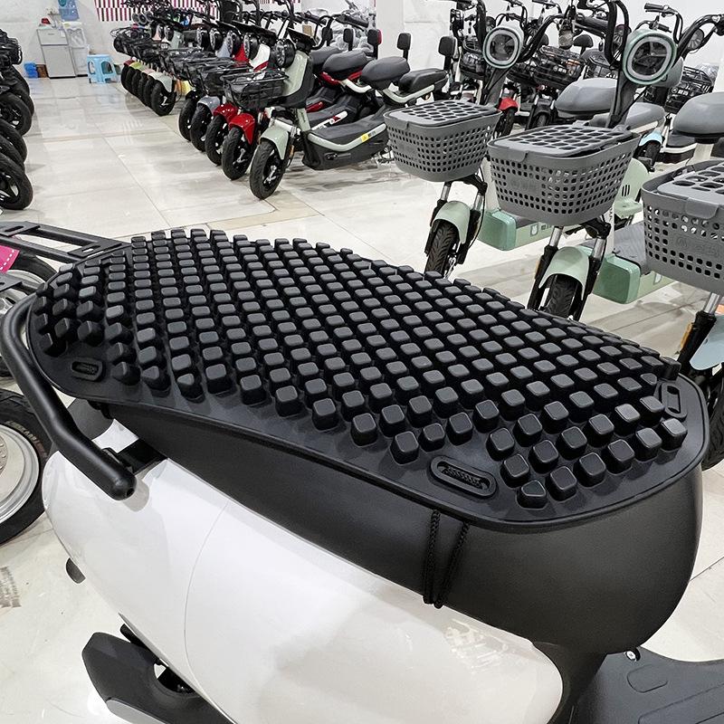 Universal Silicone Motorcycle & Scooter Seat Cover - Breathable, Heat-Resistant, Shock-Absorbing, Summer-Ready.