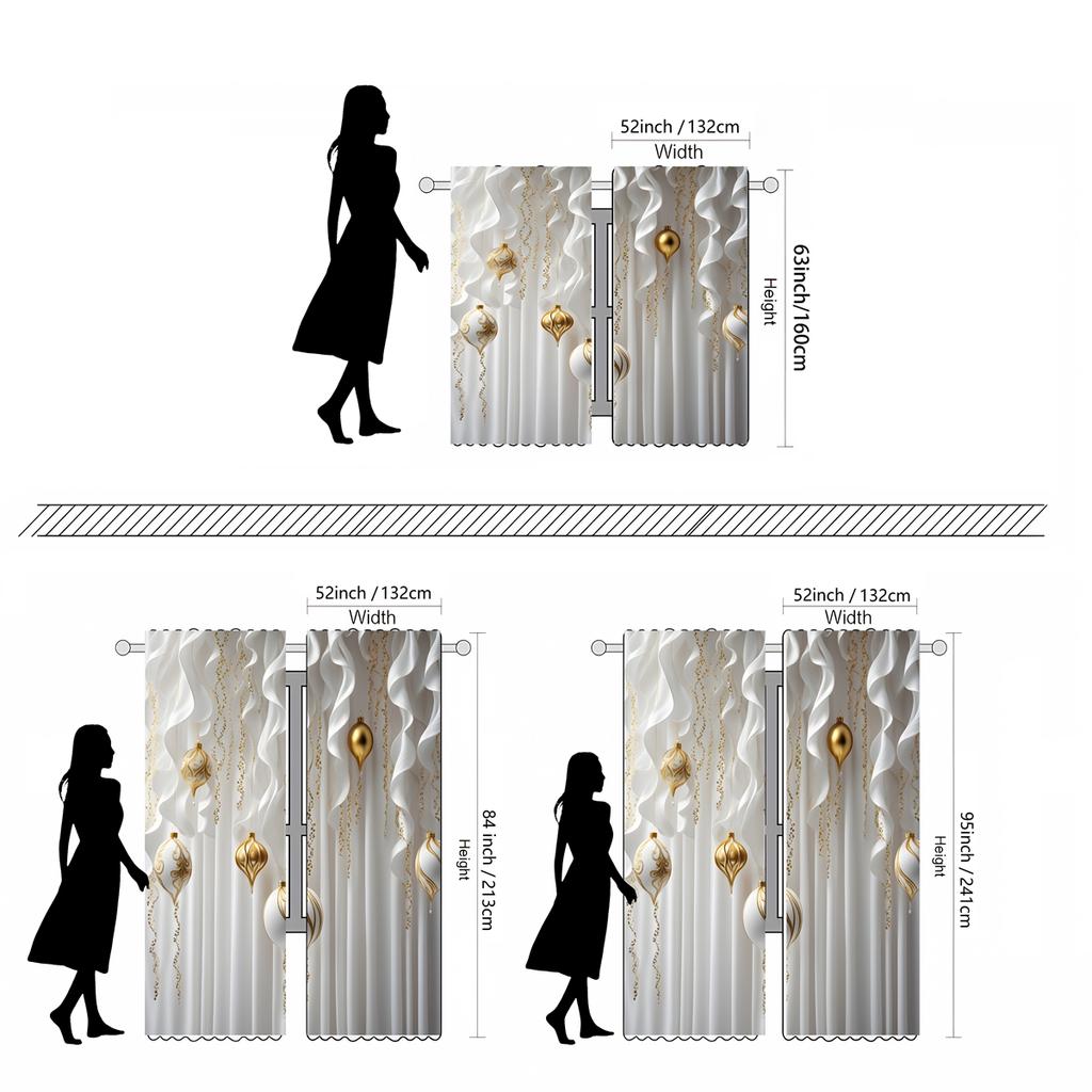 2-częściowy cyfrowy HD biały krawat złota kurtyna kroplowa Dekoracja domu dekoracja styl salon sypialnia karnisz efekt styl