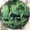 Art Mural Rond en Métal Éléphant de Forêt Vintage 20x20 cm Décor de Bar