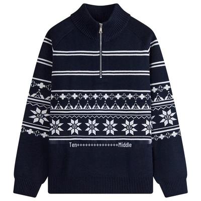 NVG YOUNG Men's Fair Isle Half-Zip Knit Sweater