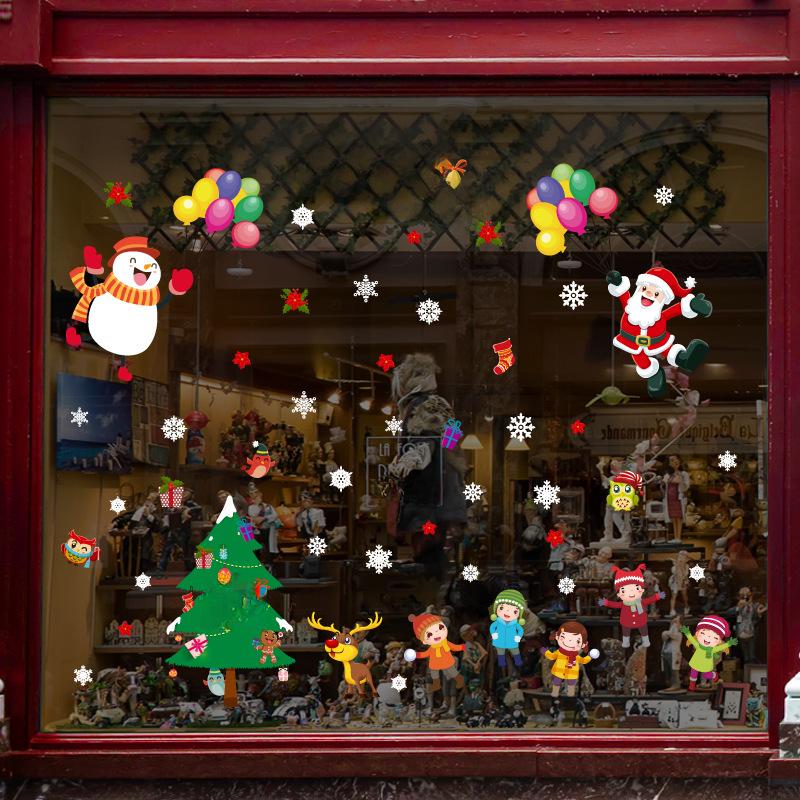 Christmas Window Glass Stickers: Santa Claus & Snowflake DIY Decorations