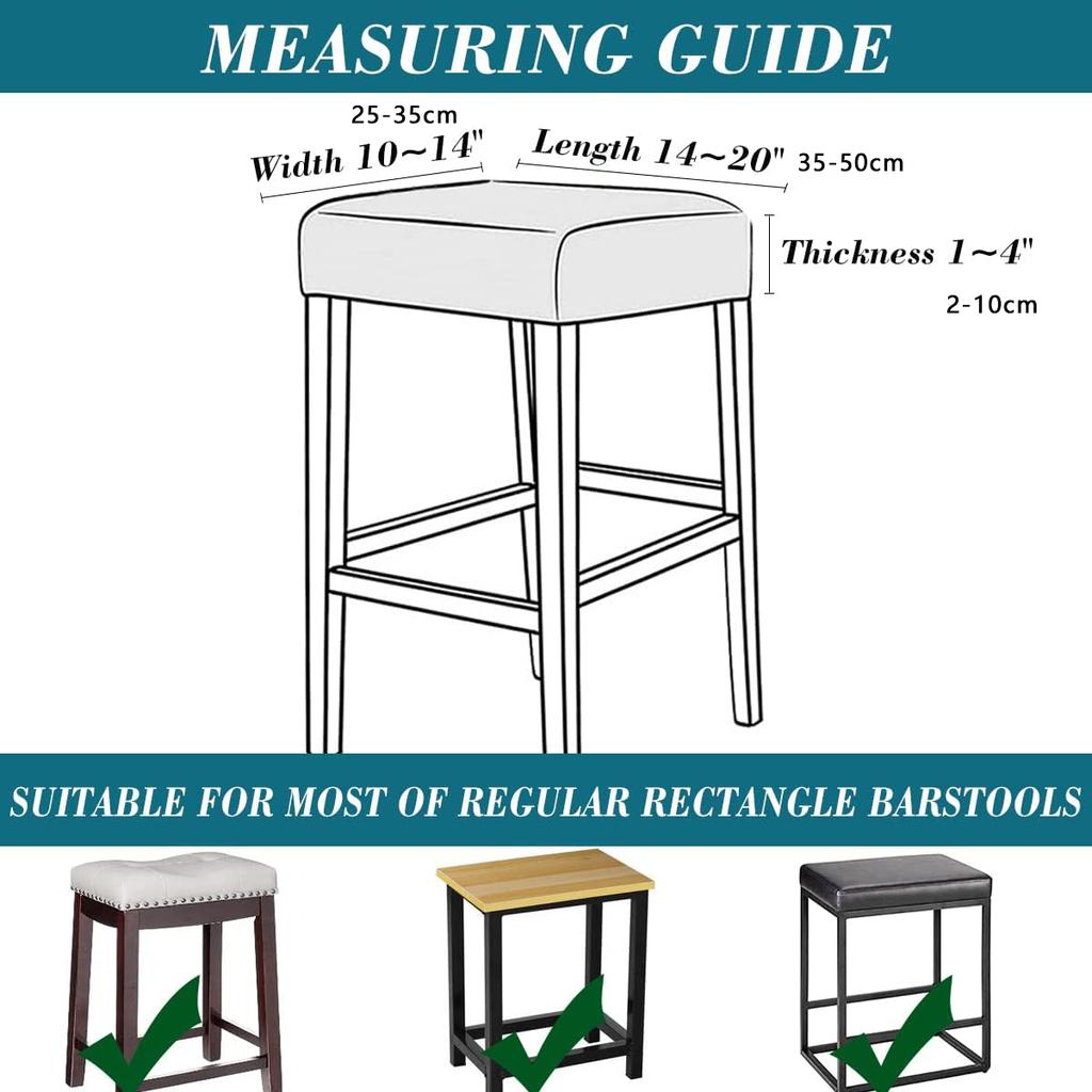 Elastic Rectangle Bar Stool Covers Vanity Stool Cover Jacquard Chair Seat Slipcover Counter Stool Covers Saddle Seat Cover