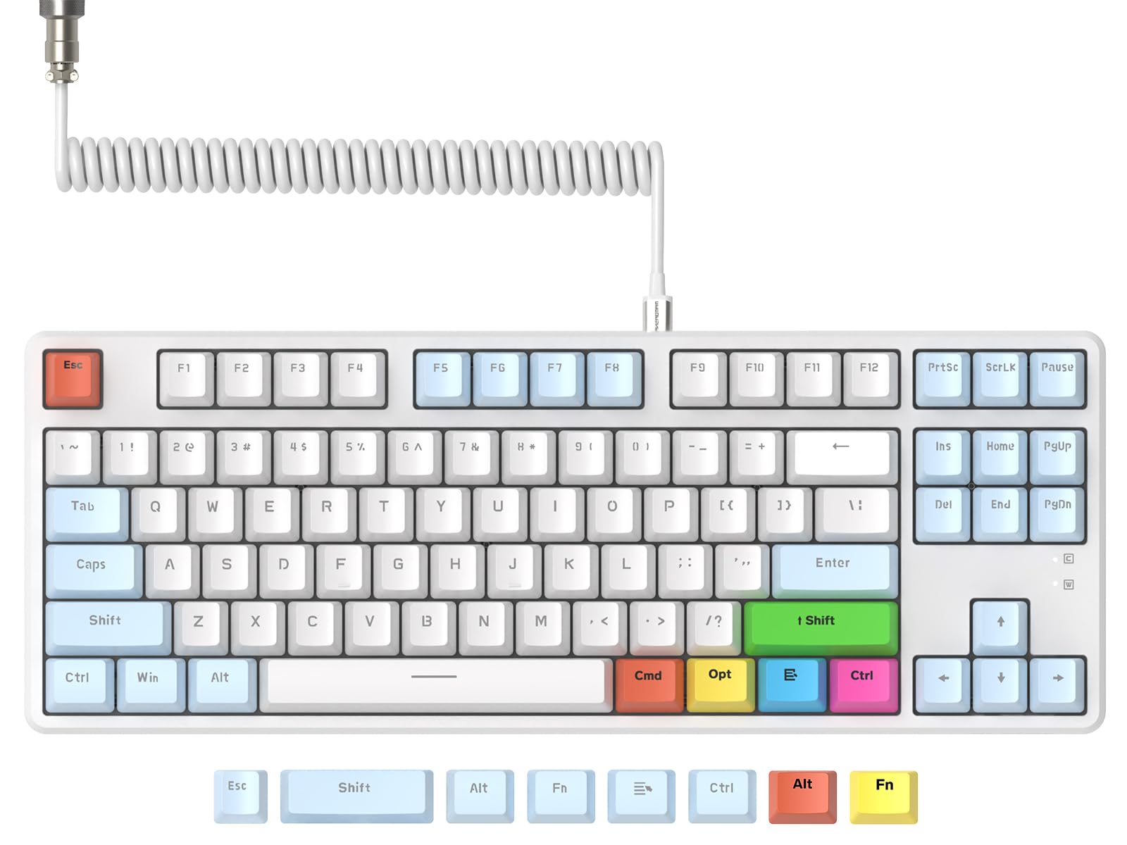 

Дротова ігрова механічна клавіатура Tenkeyless Coil Кабель з гарячою заміною білий синій синій Axis Компактна 87 клавіш ігрова клавіатура всі клавіші без зіткнень RGB