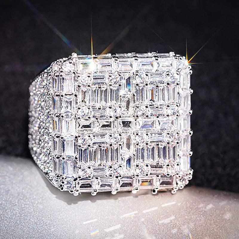 Huitan Trendy Geometry Women Ring Inlaid Full Bright Cubic Zirconia for Wedding Party Engagement Noble Accessories Jewelry Gift