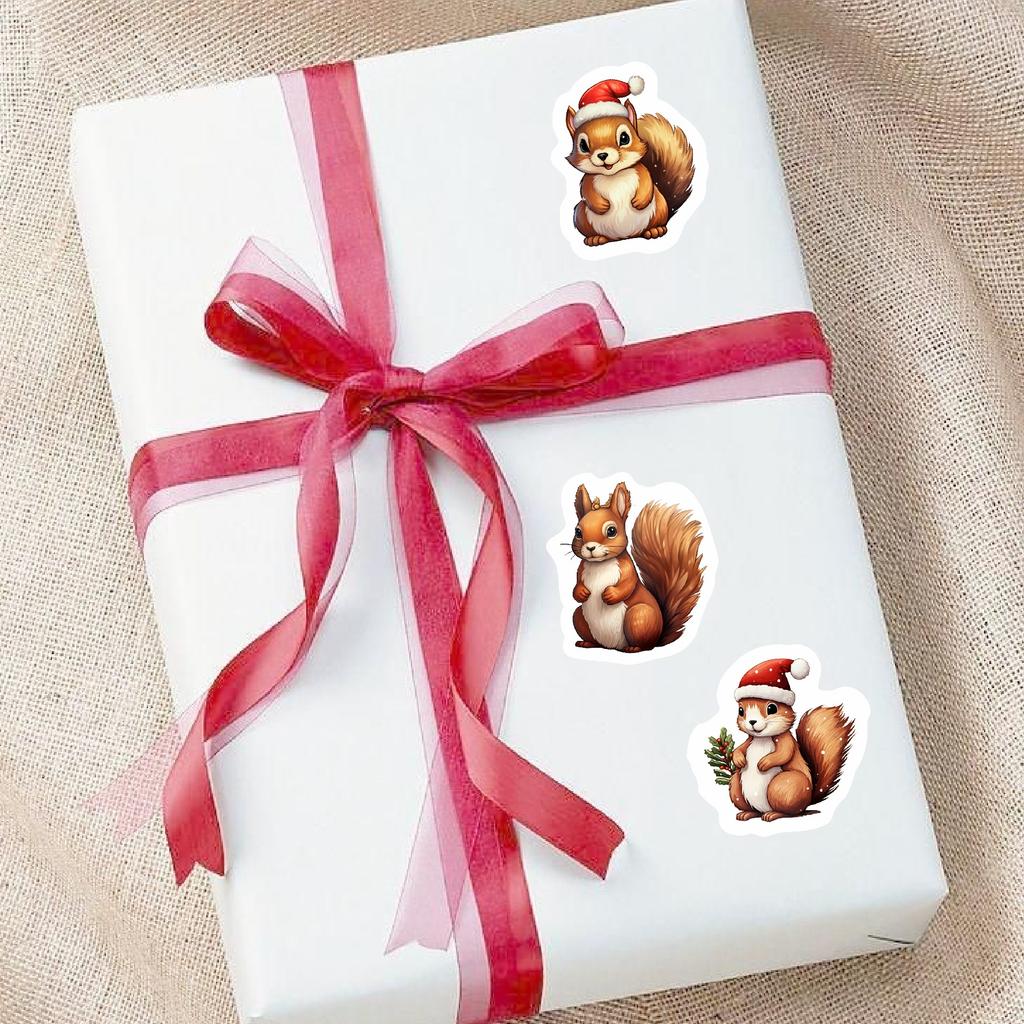 500/roll, Christmas, Creative Cartoon, Squirrel, Sealing Stickers, Gift Packaging, Envelope Stickers