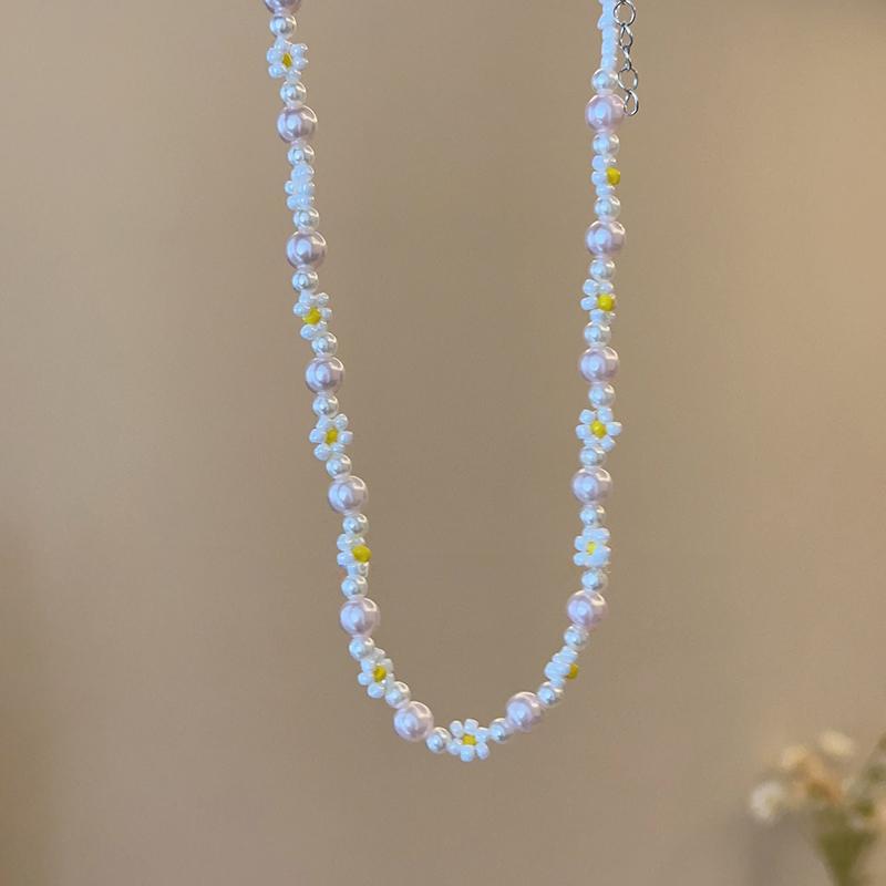 2 Stück/Set Sommer Strand Böhmisch Bunt Perlen Halskette für Damen Mädchen Blumen Perlen Halsketten Handgefertigt Urlaubs Schmuck Geschenke