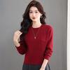 Zhichu Women's Casual Crew Neck Long Sleeve Pocket Knit Sweater