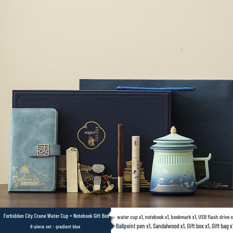 Palace Museum Ceramic Tea Mug with Lid: Elegant Business Souvenir Gift Box