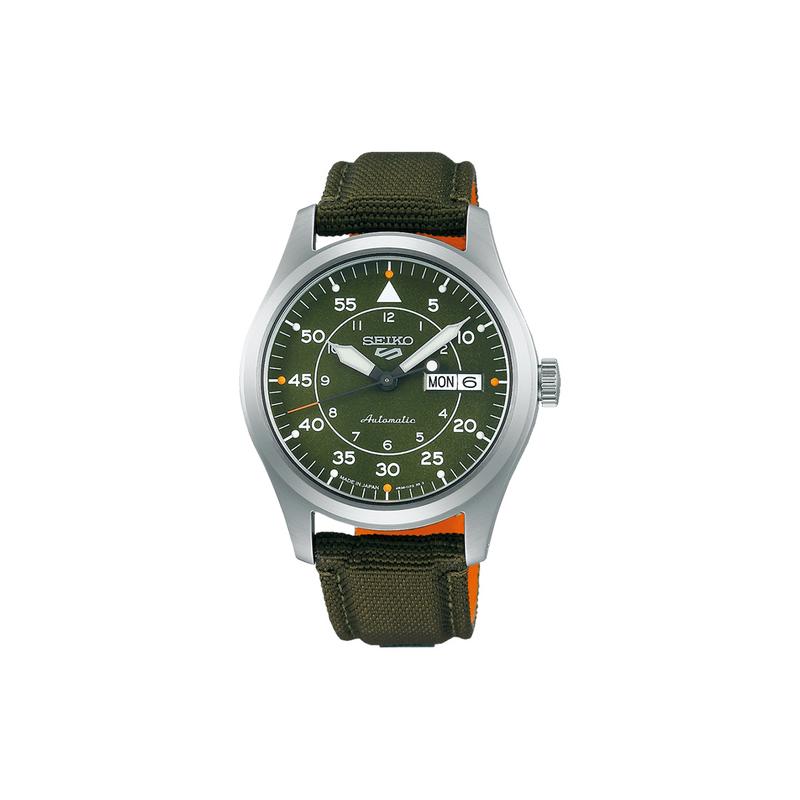Seiko Men's Green Fashion Sports Braided Strap Waterproof 100 Meters Automatic Fabric Strap Watch Dial Sbsa141