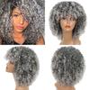 MISS WIG Short Hair Black Curly Wig with Bangs Black Women African Synthetic Gray No Glue Cosplay Wig High Temperature
