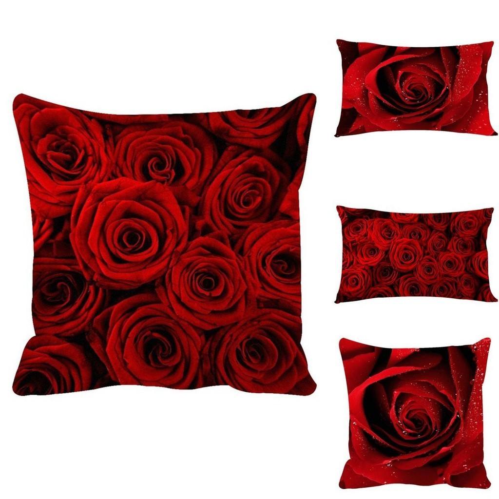 Elegantes Fundas de Almohada Románticas de Rosa en Poliéster Suave Perfectas Para Decoración del Hogar y Comodidad