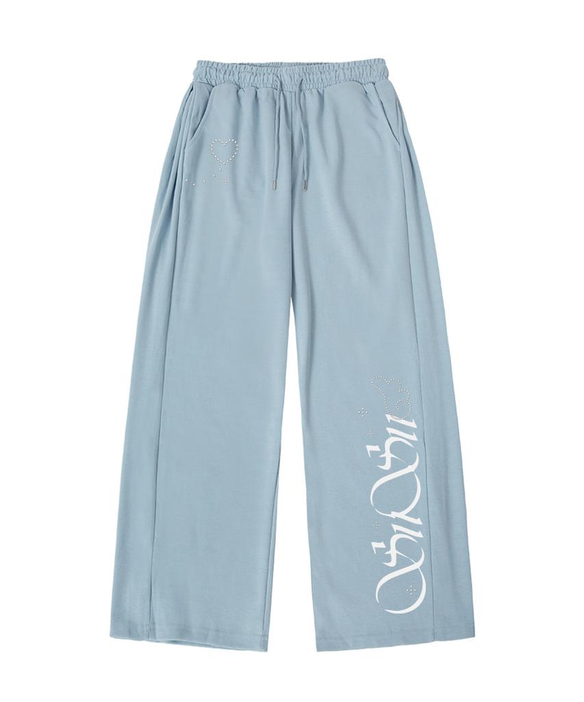 PAGESIISII Sisi Angel Stone Print Side Pleat Wide Sweatpants Light Pink