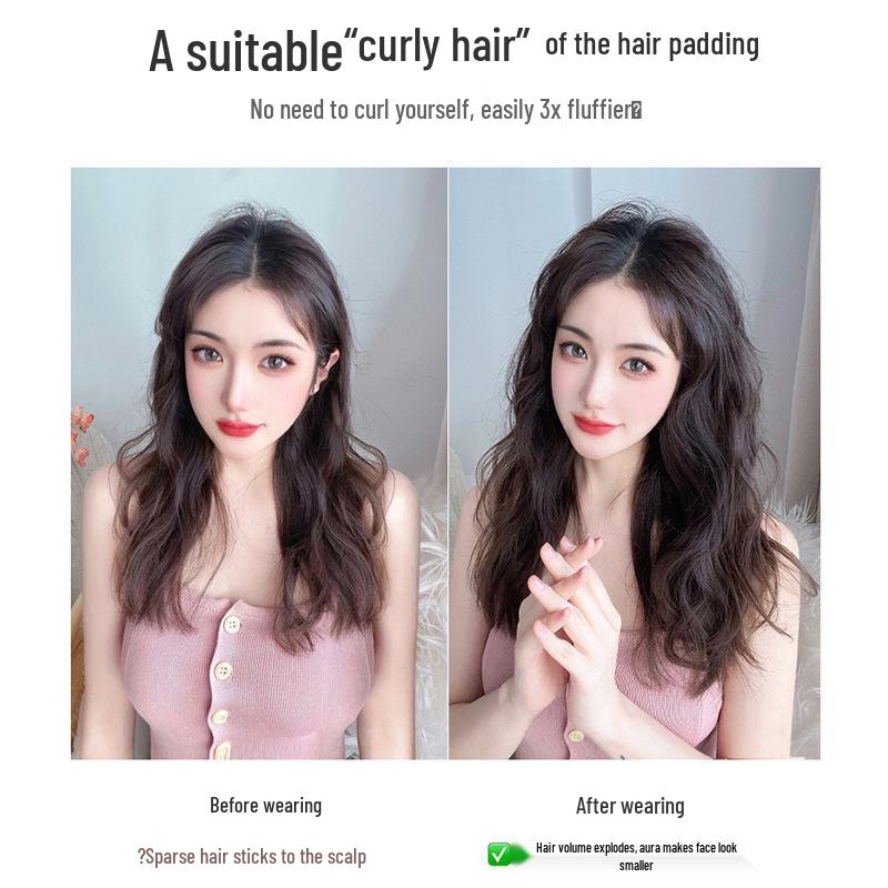 Natural Short Wave Hairpiece for Women: Invisible, Realistic Extension for Volume, Fluffy Long Curls, Forehead Wig