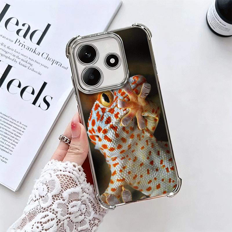 Lizards Geckos Cute Pet Plating Phone Case For Xiaomi Redmi Note 14 15 Pro Plus 13 12 11 11S 11T 10 9S 9 5G Anti-Fall Airabag Co