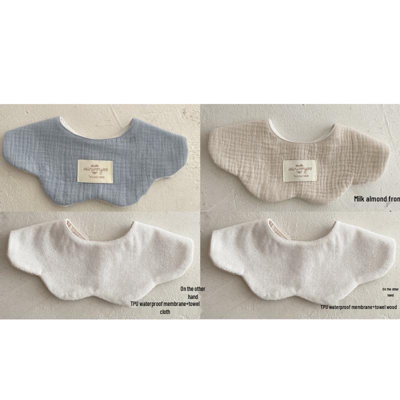 Pure Cotton Korean-Style Baby Drool Bib - Lightweight, Absorbent, Anti-Spit Up, Petal Design