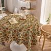 Vintage Sunflower Dining Table Fabric Coffee Table Cloth Round Color Woven Jacquard Tablecloth Pastoral Oil Painting Decorative Cover