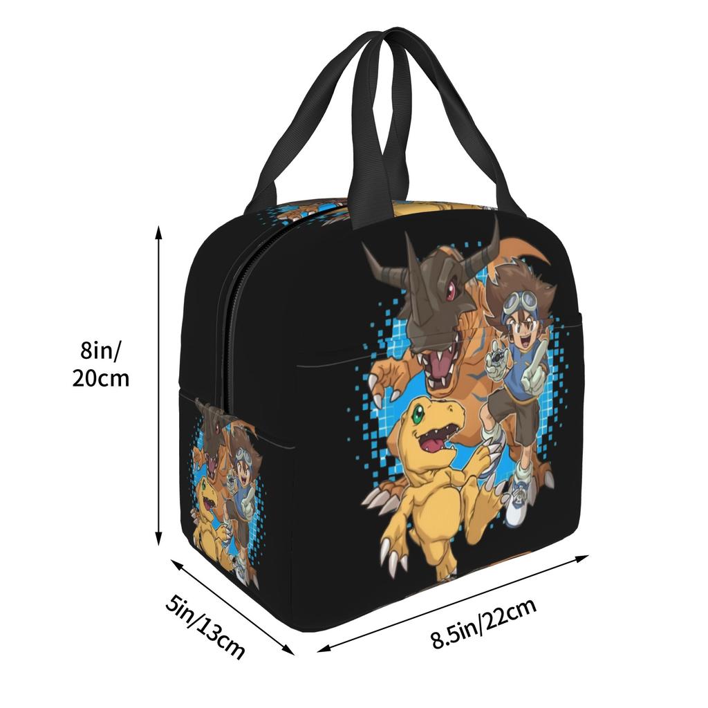 Custom D-Digimons Thermal Insulated Lunch Bags Women Men Cartoon Resuable Lunch Container School Office Outdoor Storage Food Box