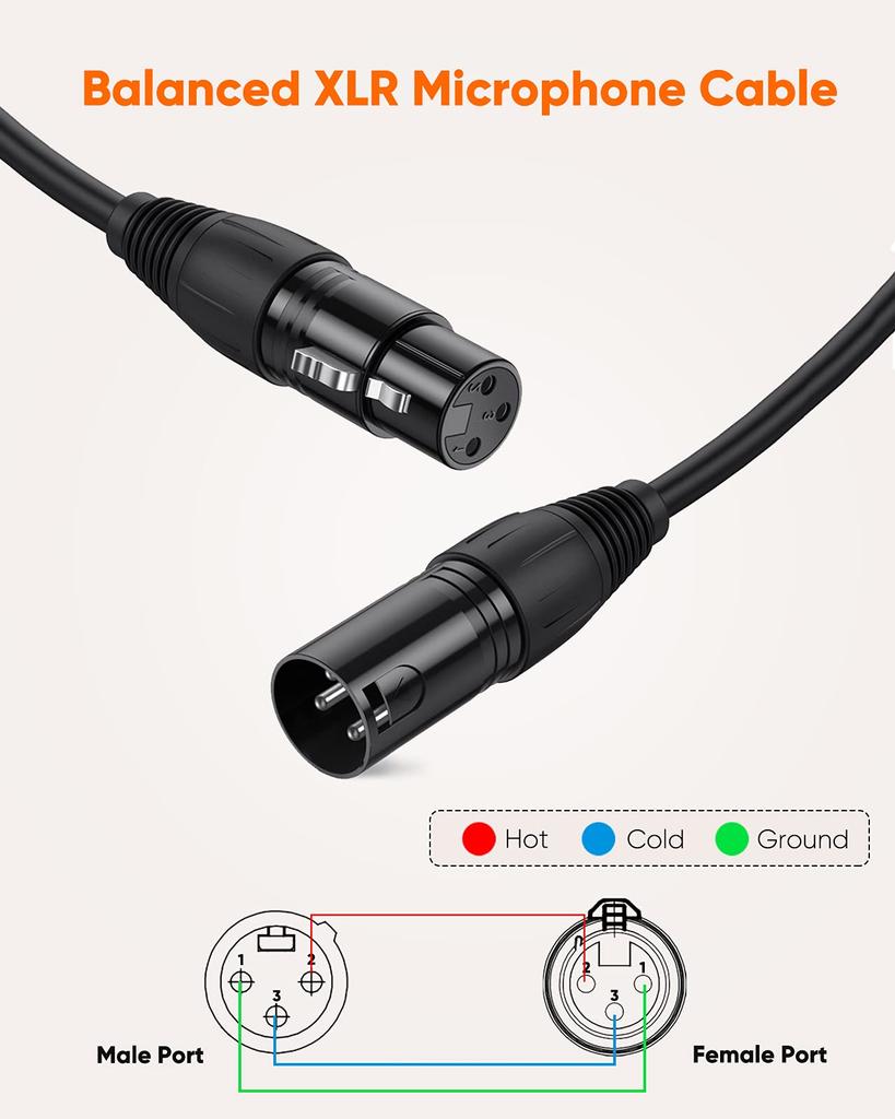 XLR Cable, CableCreation XLR Male to XLR Female (XLR Cable) Balanced Cable 3-Pin Microphone Cable XLR Converter Canon Cable Black1.8M