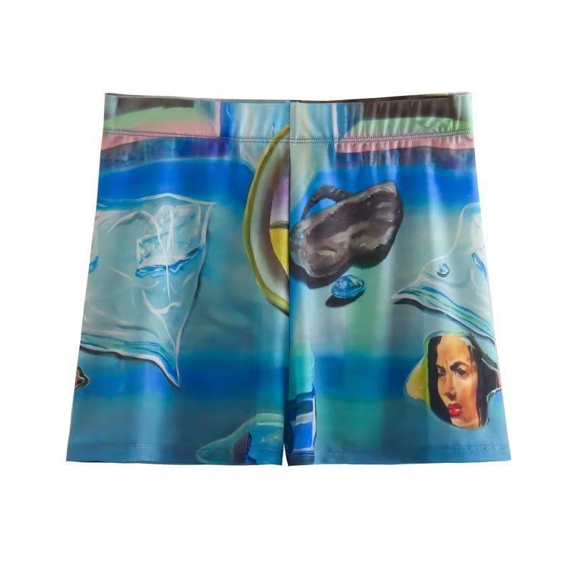 

Fashion Style Spring and Summer New Fashion Trendy Stylish Easiest for Match Long Sleeves off-Shoulder Print Tops 0085372 020 Shorts L