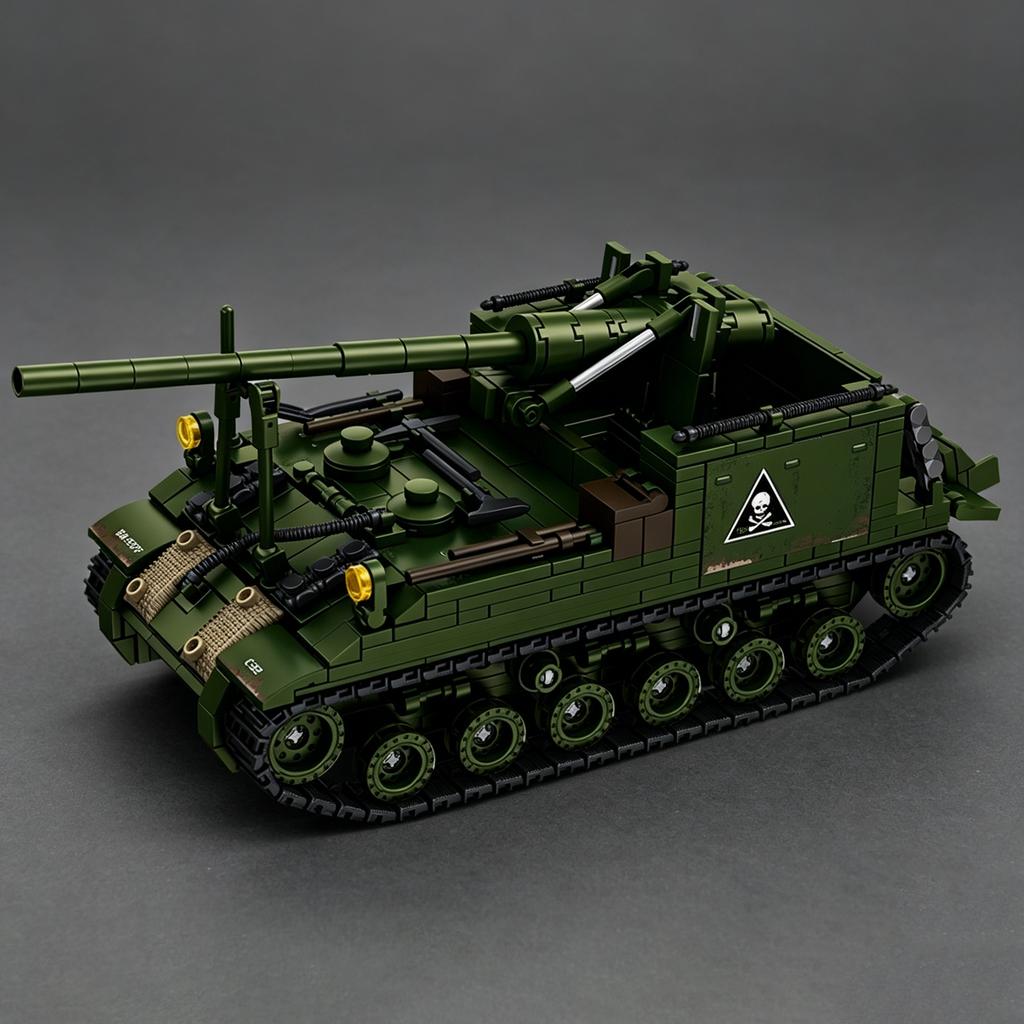 World War II U.S. M40 Self-Propelled Howitzer System Building Block Artillery Scale Model for Boys Girls (MOC Toy Self-Propelled Howitzer)
