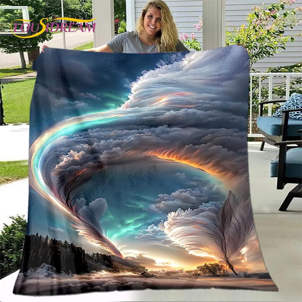 3D Natural ,Tornado, Cloud Blanket,Flannel Blanket Throw Blanket,Warm Blanket for Home Living Room Bedroom Beds Sofa Picnic Kid
