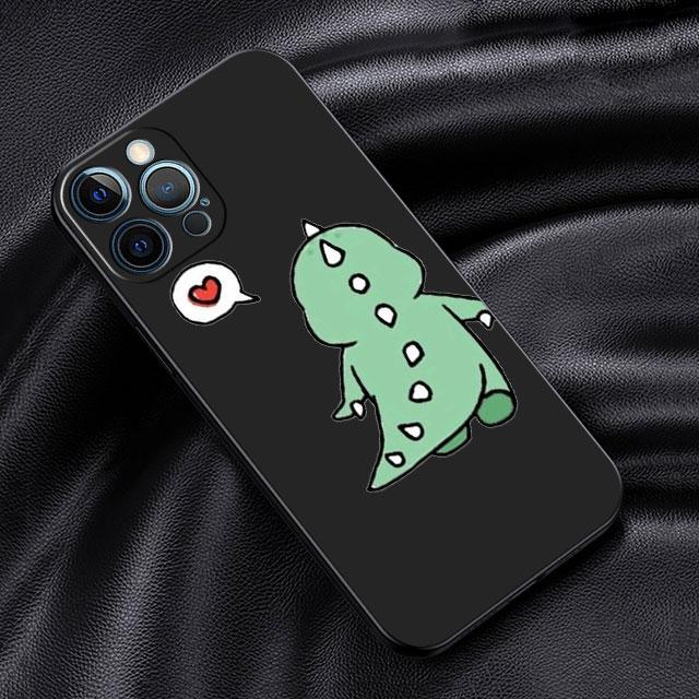 Fall für Apple iPhone 14 13 11 12 Pro 7 XR X XS Max 8 Plus 6 6S SE 2022 13Pro Schwarz Soft Phone Funda Little Dinosaur Cute