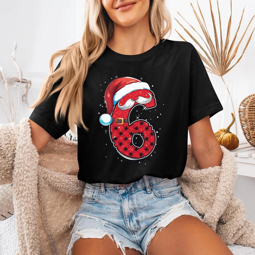 Damenmode Bedrucktes Rundhals-Kurzarm-T-Shirt Pullover-Oberteil