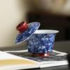 Chaxun Blue & White Crane Suspension Gaiwan for Gongfu Tea