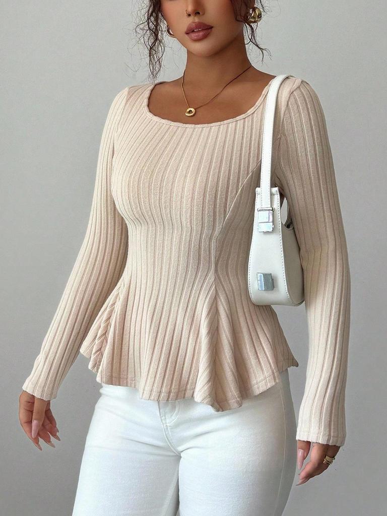 Women's Elegant Slim Fit Square Neck Autumn/Winter Top with Butterfly Knot