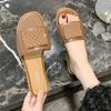 Korean Version of Square Head Flat Bottom Slippers Outer Wear 2025 Summer New One-character Casual and Comfortable Skirt Explosion Dopamine