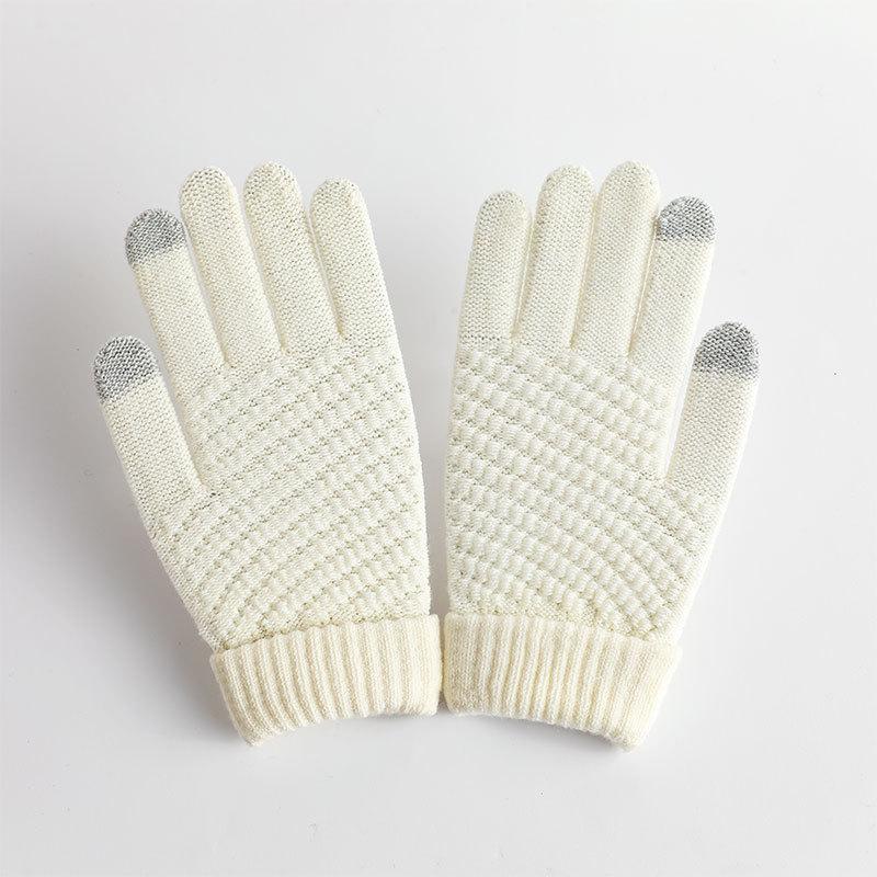 Autumn and Winter Gloves Velvet Men's and Women's Fashion Touch Screen Jacquard Reverse Needle Winter Warm Gloves Can Touch The Screen
