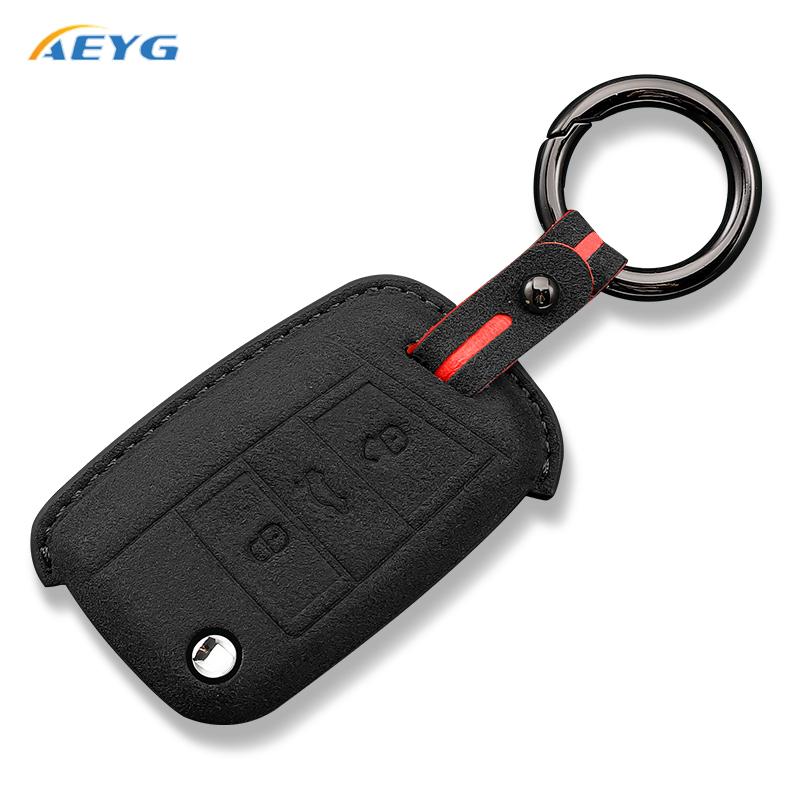Leather Car Key Case Cover Shell Fob For Vw Volkswagen Golf 7 Mk7 Tiguan Mk2 For Seat Ateca Leon Fr 2 Ibiza Key Fob Accessories
