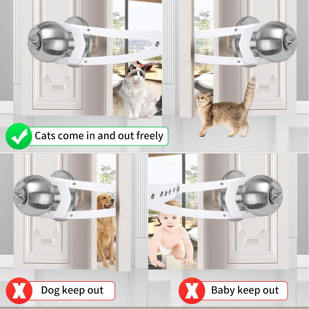 2 pcs Cute Cat Paw Shaped Cat Door Latch Holder Adjustable Door Strap for Pets