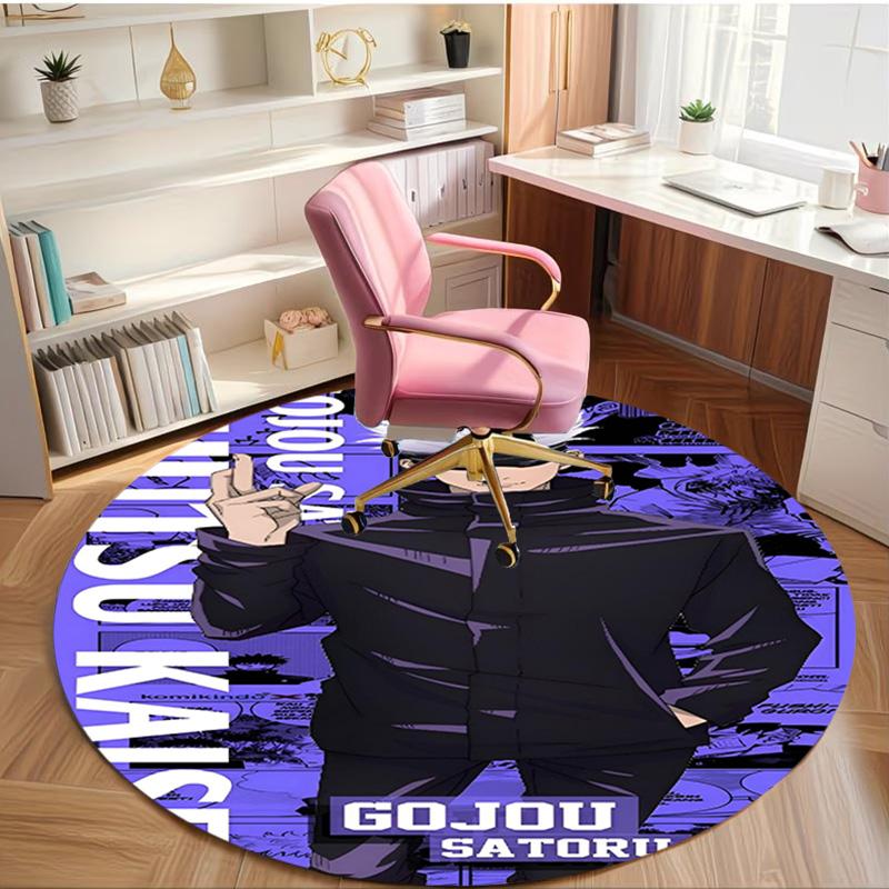 Jujutsu Kaisen Print Round Rug, Washable Floor Carpet, For Entryway Dorm Laundry Room Office Study, Home Decor Birthday Christmas Gift