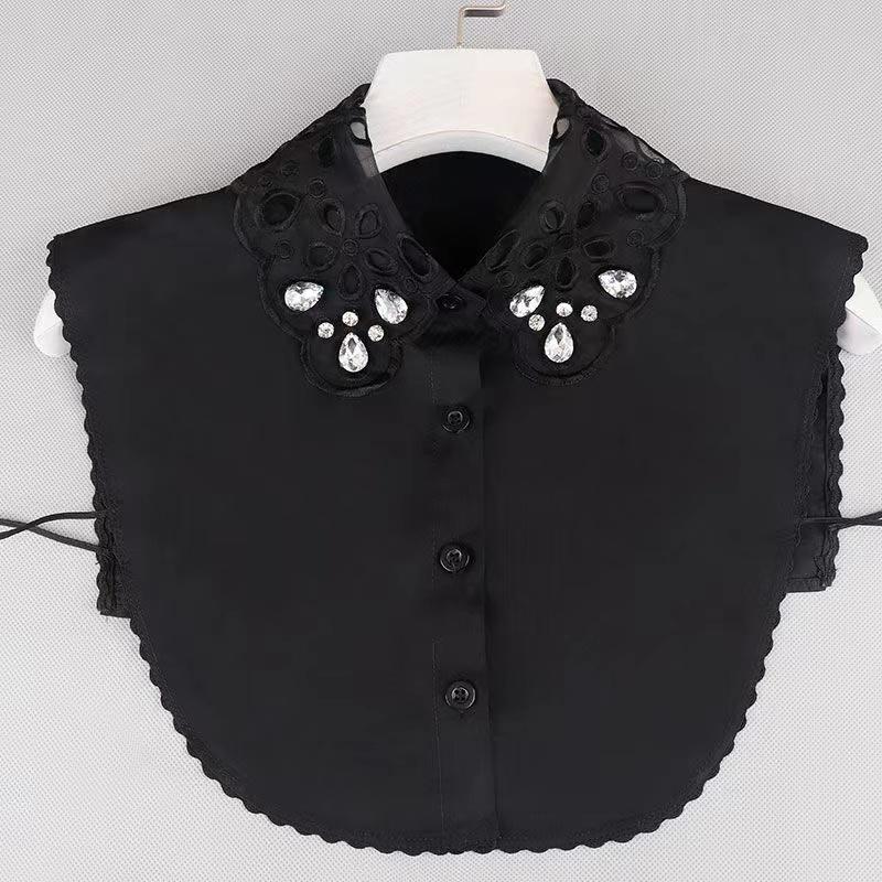 Ins Fake Collar Plaid Shirt Detachable Collars Solid Shirt Womens Dickie Collar White Girls Top Clothes Dickey Collar For Women