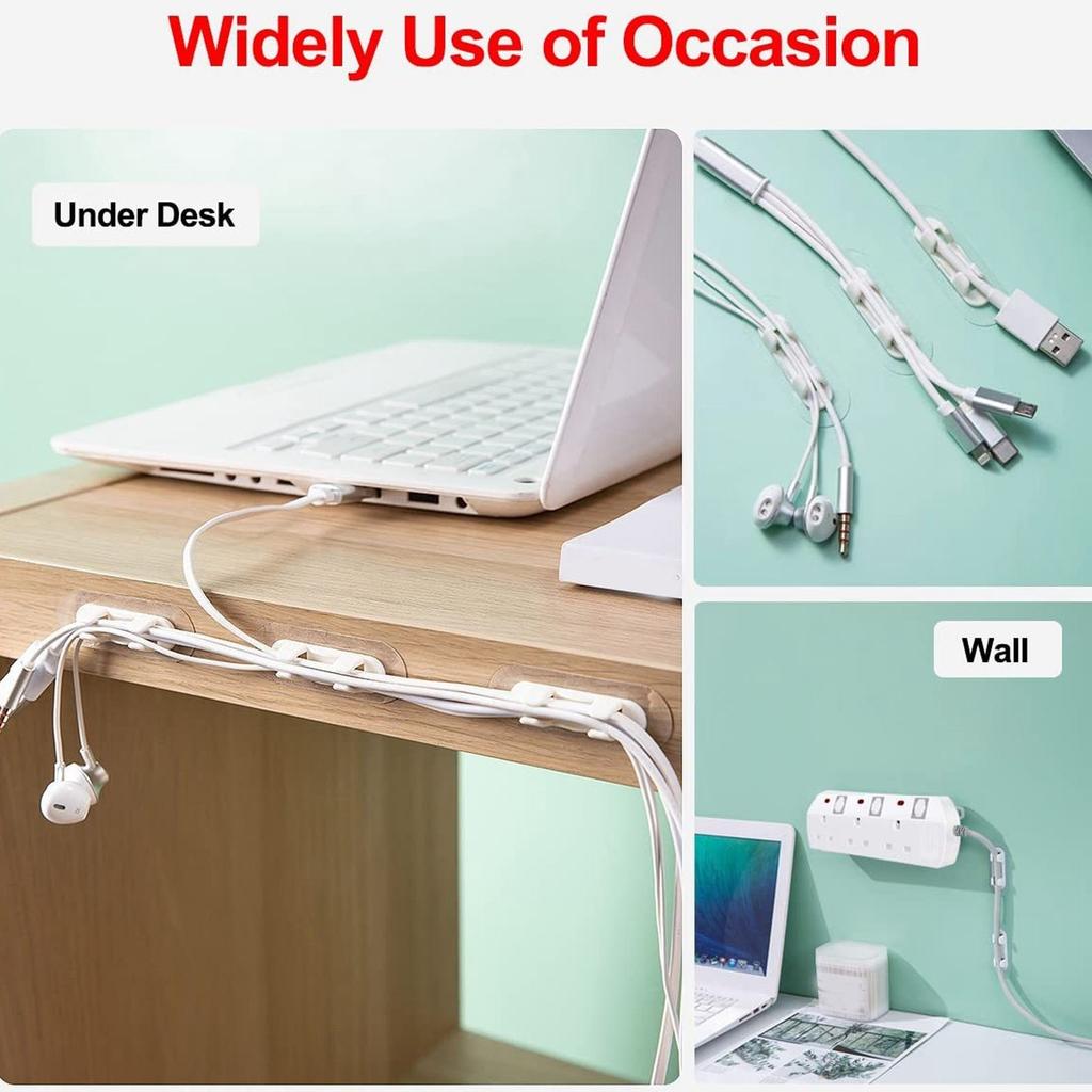 40Pcs Adhesive Cable Clips Punch Adhesive Wire Holders Cord Clips for Home Car Desk