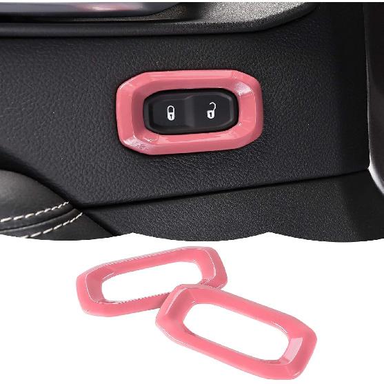 RT-TCZ Carbon Fiber Interior Door Lock Switch Cover Trim Frame Decoration Interior Accessories Compatible with Jeep Wrangler JL JLU & Gladiator JT