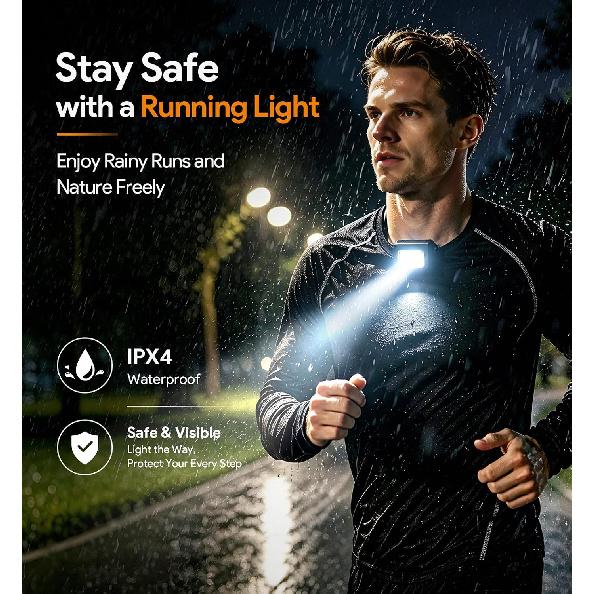 Running Lights for Runners, 2 Pack Rechargeable LED, 4 Modes, Night Running