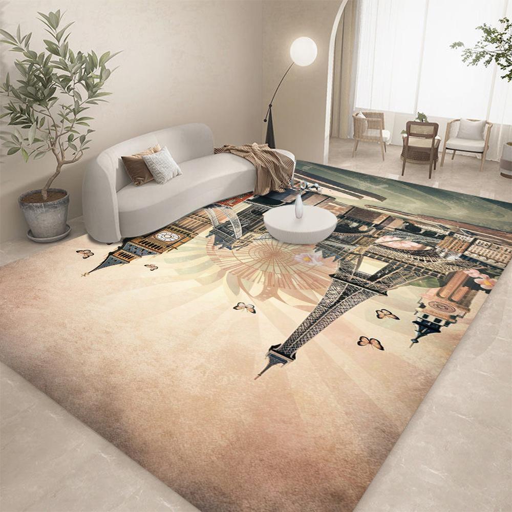 

France Paris Eiffel Tower Romantic Art Area Rug,Carpet Rug for Living Room Bedroom Sofa Doormat Kitchen Decor Non-slip 80*120cm