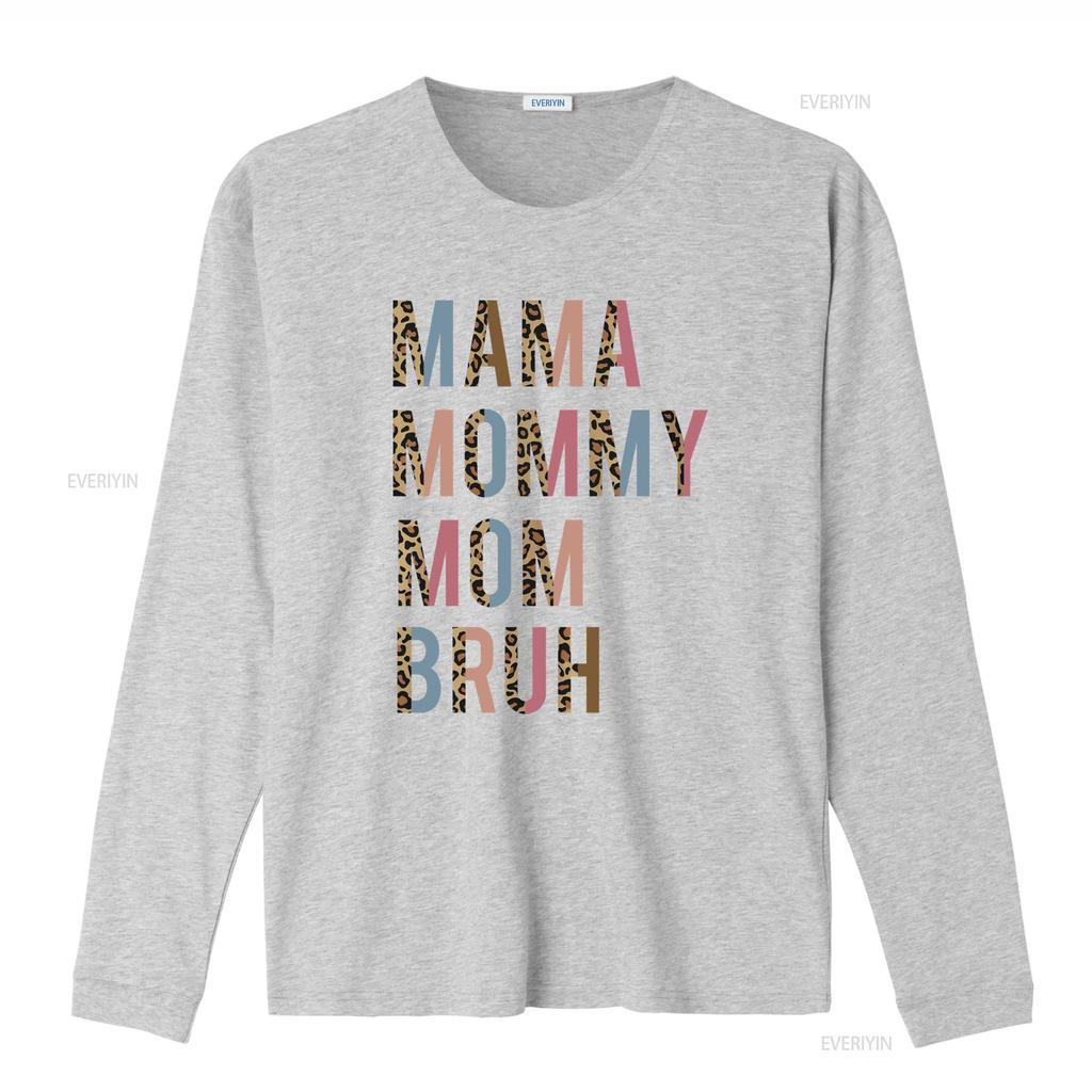 Funny Mom Life Leopard Print Spliced Color Letter Mama Mommy Bruh Casual Streetwear T Shirt Vintage Washed Slightly Fashion