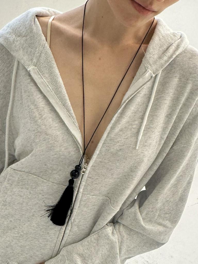 Denu Black Tessel & Glass Necklace [Black]