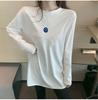 Women's Winter Velvet Layered Embroidered White Top - Korean Style Loose Fit
