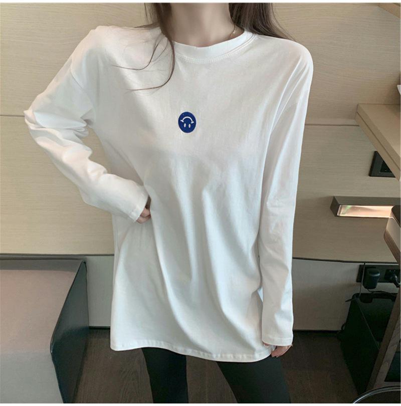 Women's Winter Velvet Layered Embroidered White Top - Korean Style Loose Fit