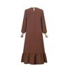 Elegant Puff Sleeve Solid Color Arabic Long Dress with Ruffles