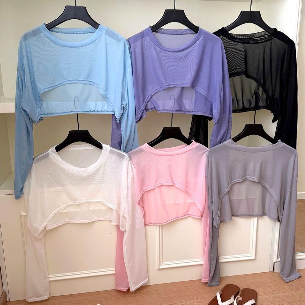 Casual Sun Protection Cover Up Mesh Chiffon Layering Top Stretchy Arm Sleeve Cover  Sports